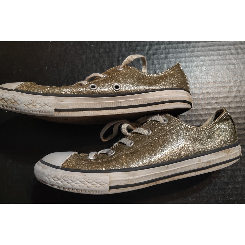 Converse All‎ Star Tennis Shoes Gold Glitter Juniors Size 4 Womens 5.5